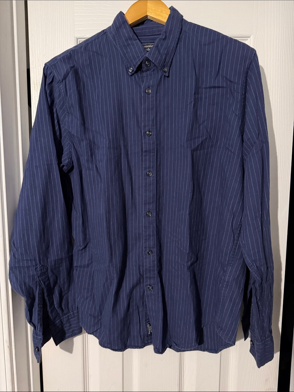 Abercrombie & Fitch Navy Pinstripe Button-Down Shirt